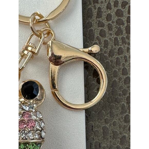 Frog Bag Charm Keychain Bling Crystals Gold - Picture 7 of 9